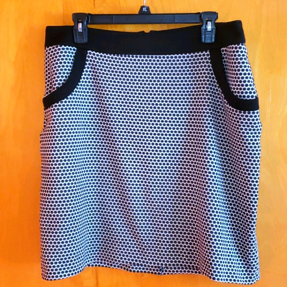 Merona black polka dot skirt with pockets 14